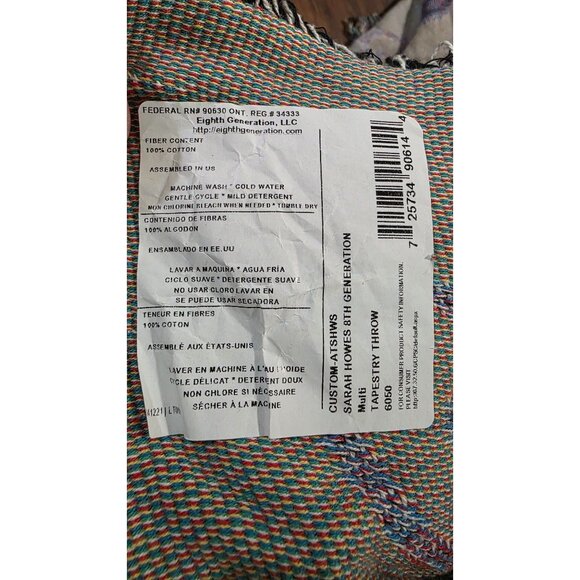 Eighth Generation Sarah Agaton Howes Tapestry Woodland Floral Throw Blanket 60 x - Picture 6 of 6